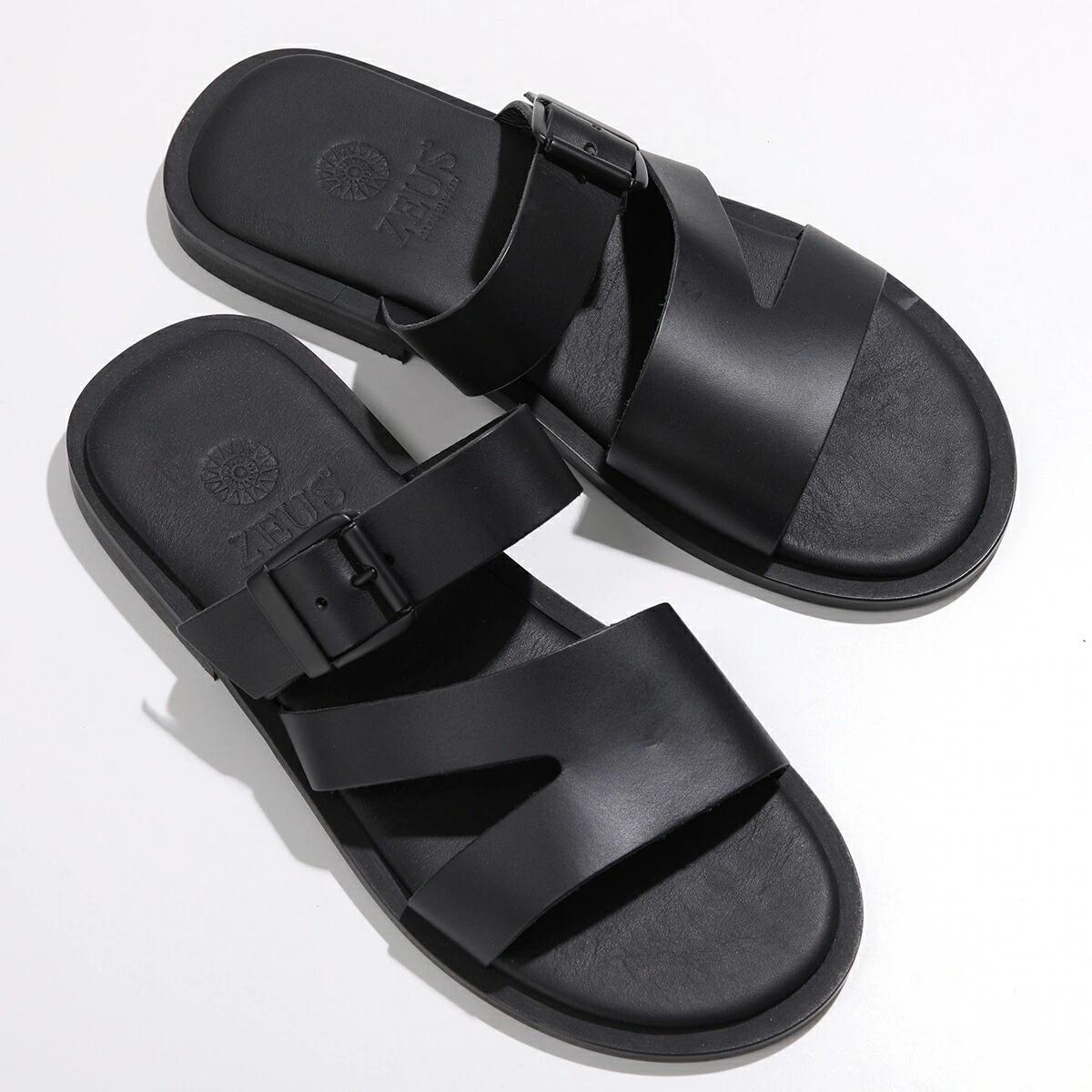 ZEUS ゼウス サンダル 27001 メンズ レザー コンフォート スライドサンダル シューズ 靴 VACCHETTA NERA