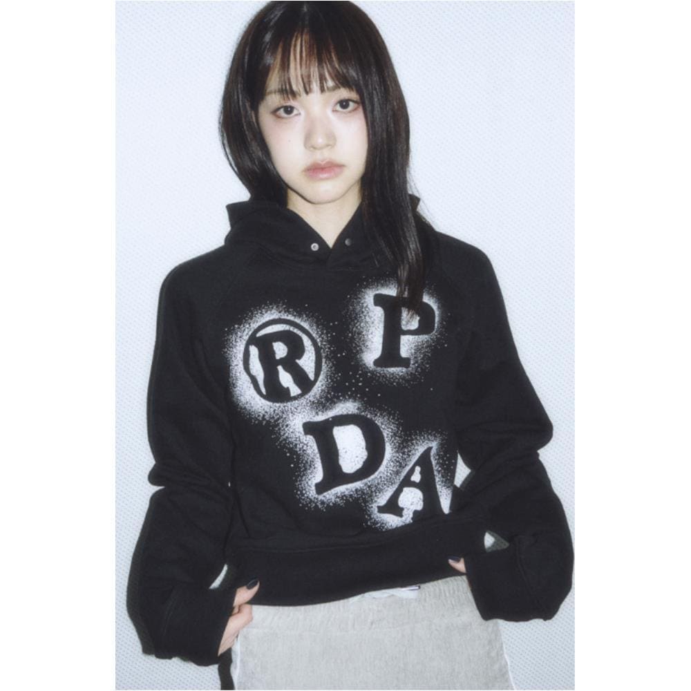 PRENDA PRDA BIG PATCH SPRAY HOODIE BLACK PRTVSSHD09WC6