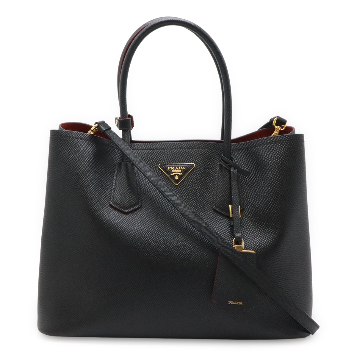 ドゥーブレ ラージバッグ ダブルバッグ トートバッグ 2WAY ショルダーバッグ サフィアーノ レザー NERO ブラック ゴールド金具 1BG75
