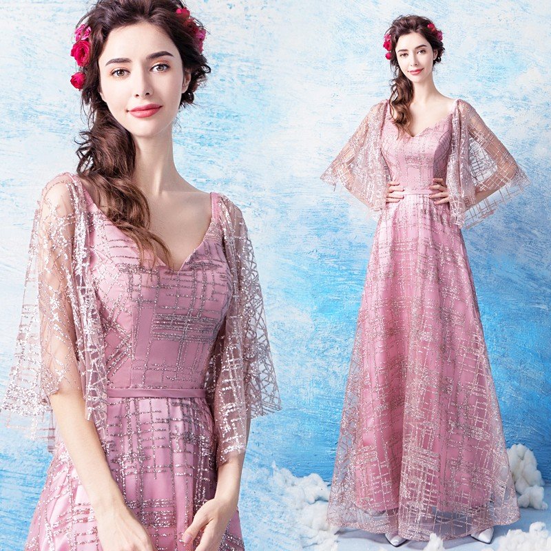 カラードレス ピンク 安い ロングドレス 演奏会 カクテルドレス 結婚式 イブニングドレス 二次会 7,724円