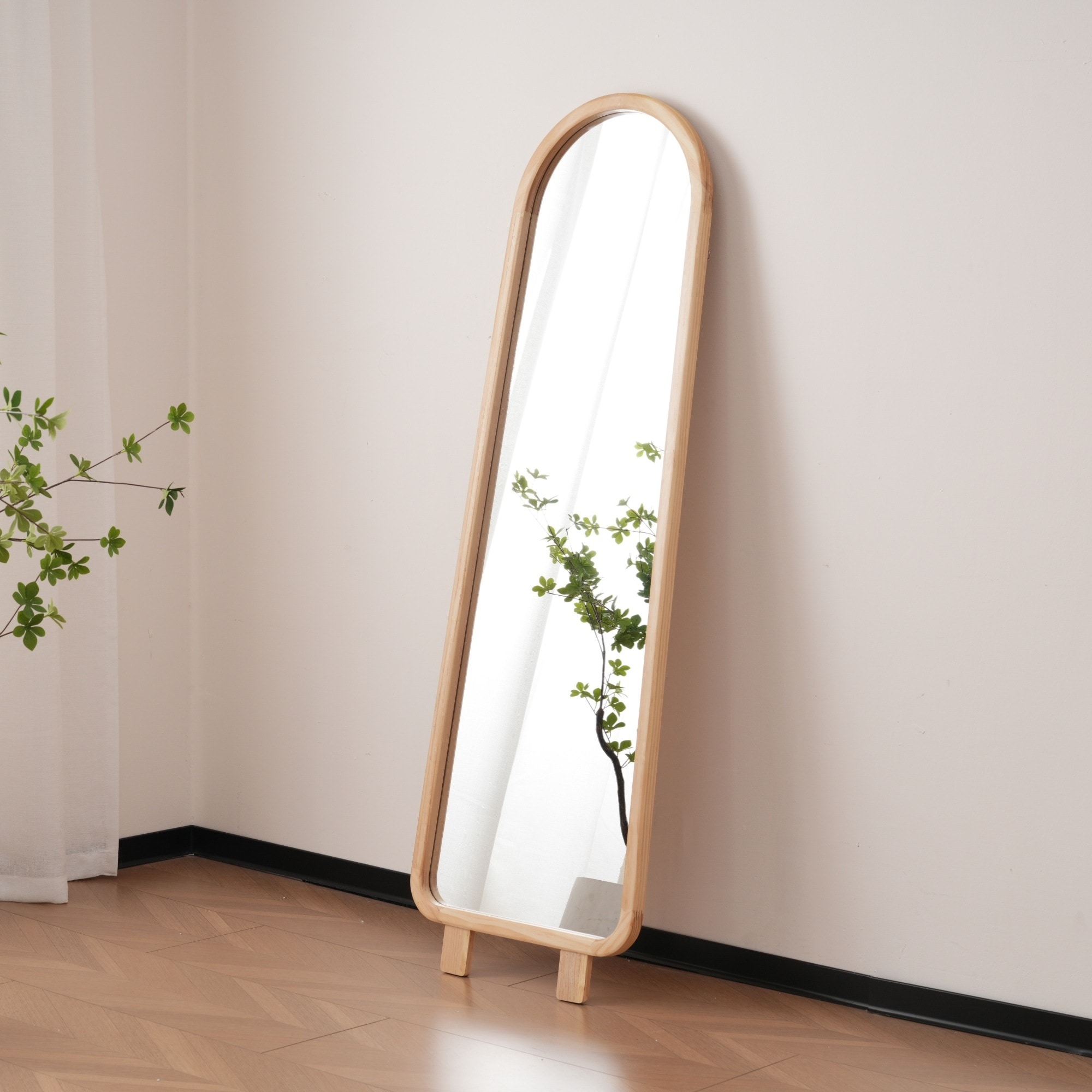 【大好評！最安値挑戦!】全身鏡 鏡 姿見 スタンドミラー ミラー 立て掛け 壁掛け かわいい 大きいミラー 160×51cm 鏡高さ144.5×幅40cm レトロ パイン材 お洒落 モダン お店 美容