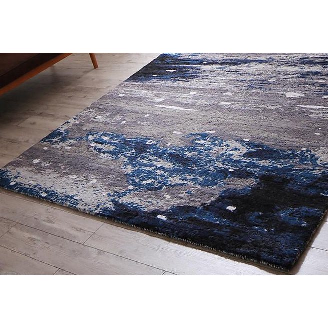 高品質 2柄から選べる グラフィック風デザインラグ [Eardy]アーディ 130x190cm サイレントブルー