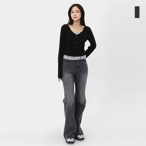 女性ブーツカット グレイジーンズ デニム ジーンズ SIN055