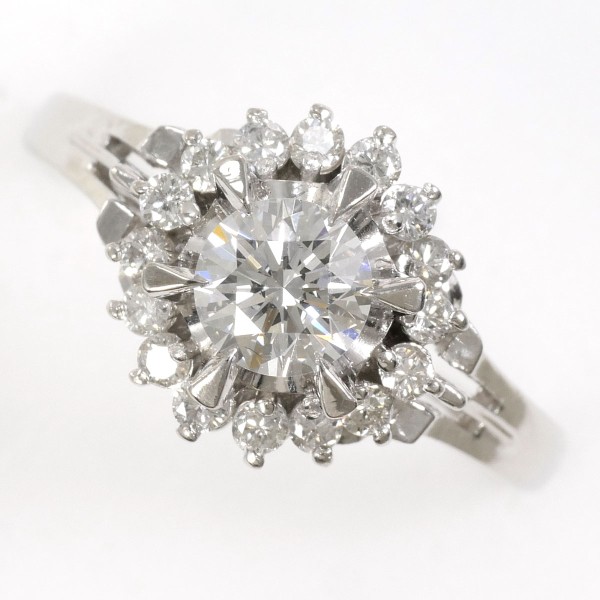 PT900 プラチナ リング 13号 ダイヤ 0.4500 VVS2 0.28 鑑定書 中古