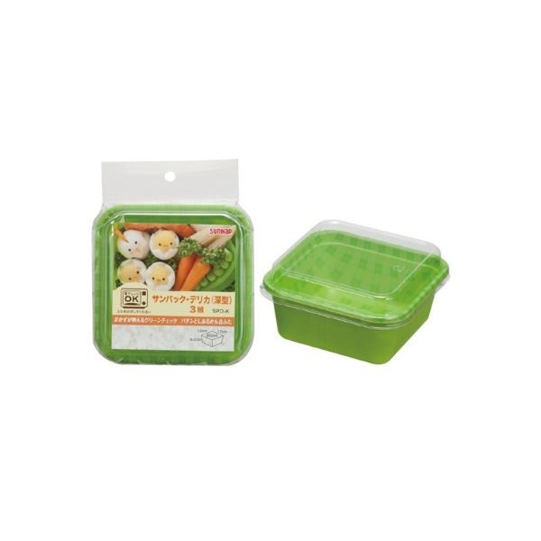 （まとめ） フードパック/使い捨て食器 深型 3組入 ふた付き 本体電子レンジ可 サンパックデリカ 150個セット