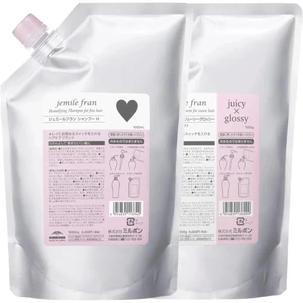 ミルボン ジェミールフラン シャンプー ハート 1000ml + ジューシーグロッシー 1000g セット 詰め替え レフィル
