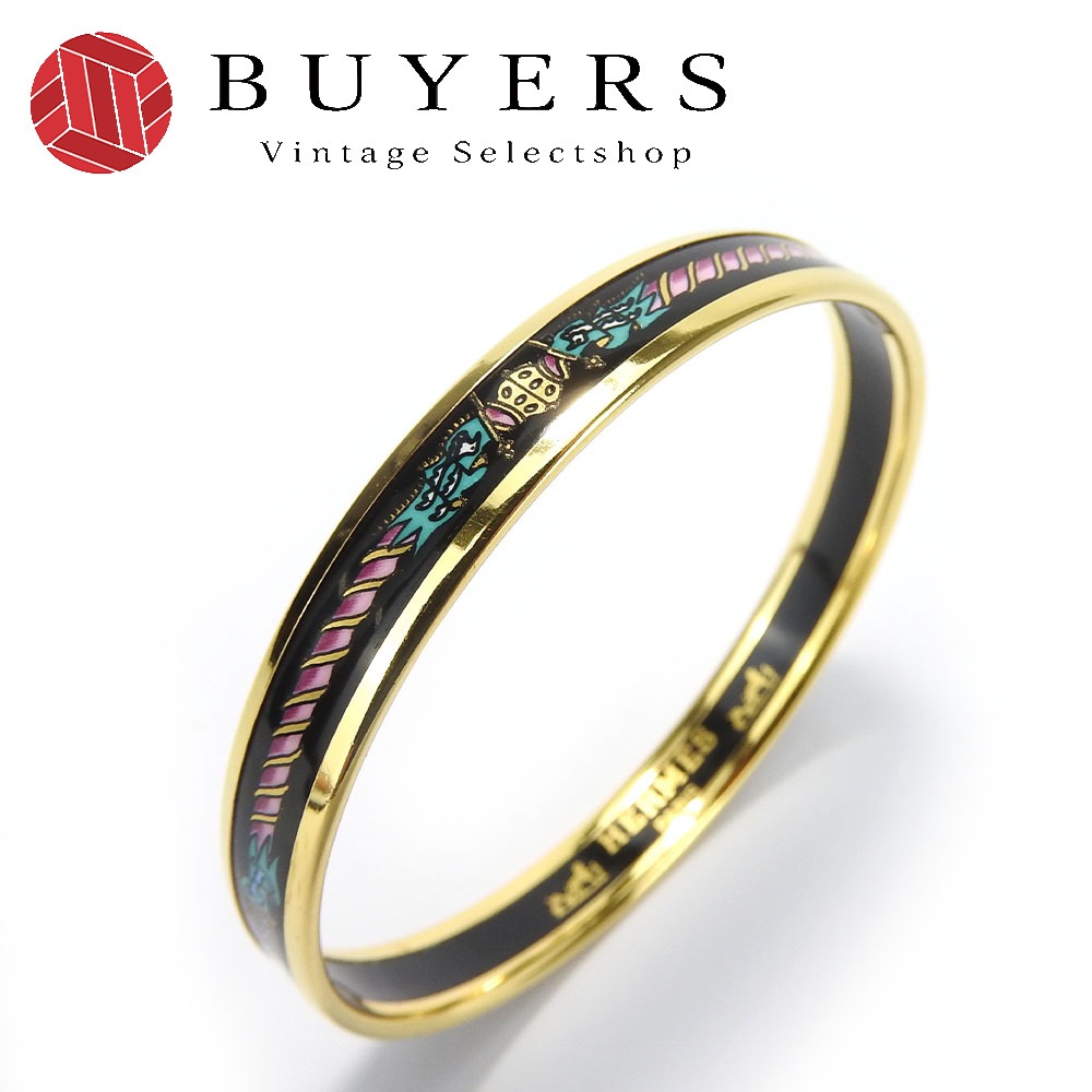中古 ブレスレット エマイユPM メタル 七宝焼き マルチカラー ブラック ゴールド ゴールド金具 アクセサリー バングル 小物 レディース 女性