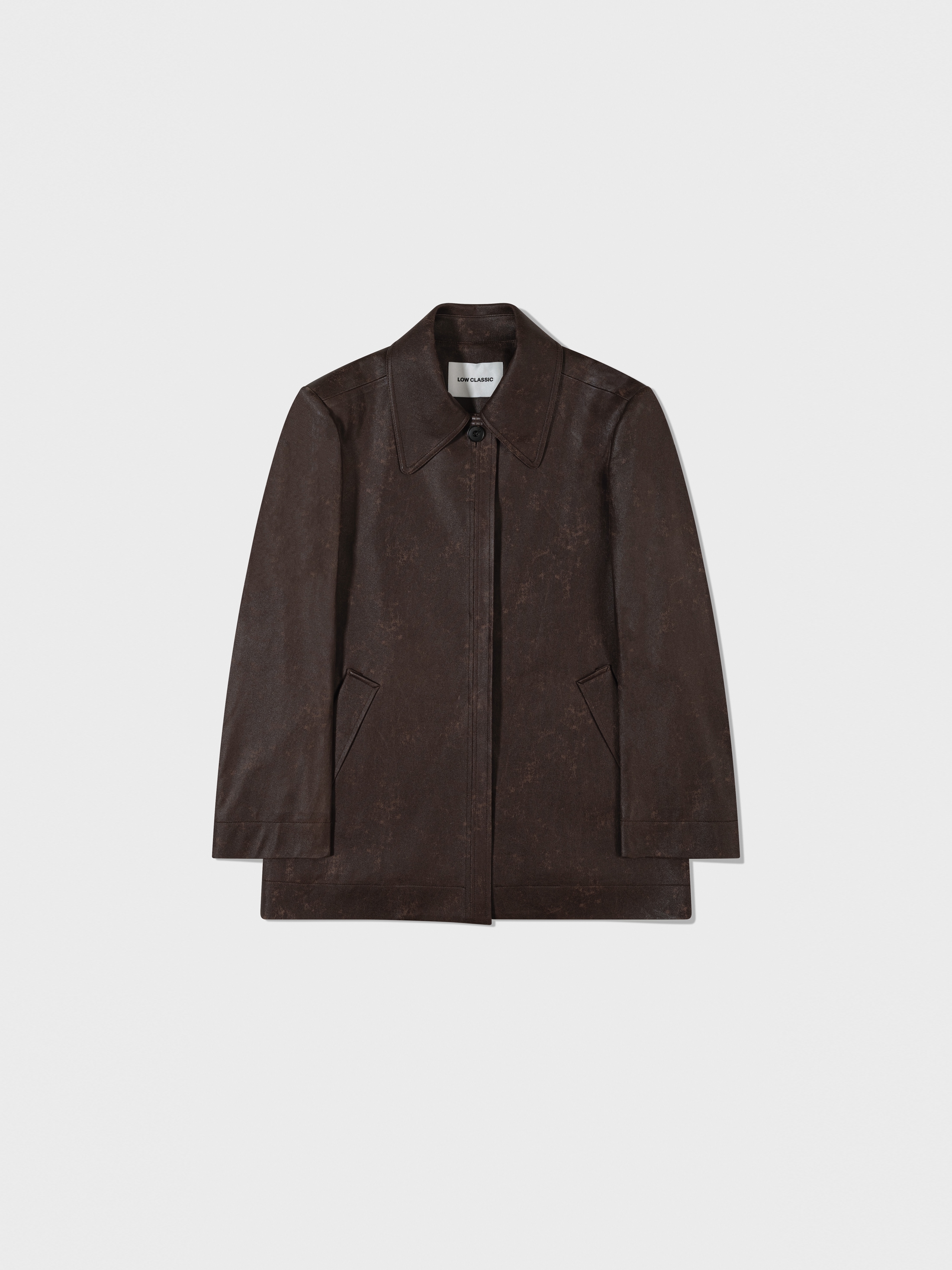 【LOW CLASSIC】 CREASED LEATHER COAT : BROWN