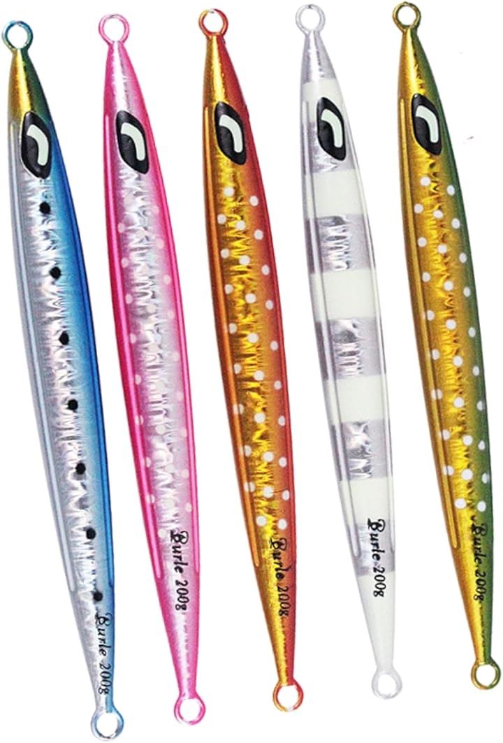 メタルジグ ルアー 釣り 釣具 ジギング オフショア フック付 深場 潮流 青物 タチウオ ブリ 鉛(ブルー・ピンク・オレンジ・白・ゴールド, 250g)