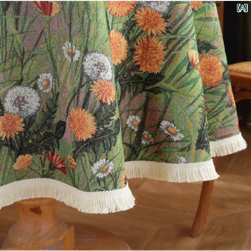 テーブルクロス レトロ 汚れ防止 机カバー 布 雑貨 キッチン ダイニング リビング おしゃれ エスニック 鳥 花 小さめ 赤 緑