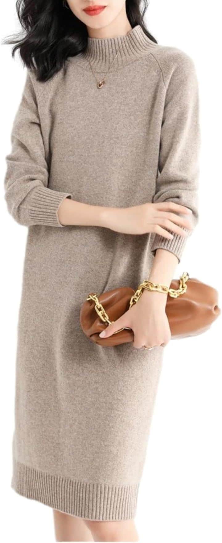 ニット ワンピース 柔らか素材 ひざ丈 シワになりにくい 清楚 オフィス 普段着 大人 セットアップ風 JS22(ベージュ, M) 7,378円