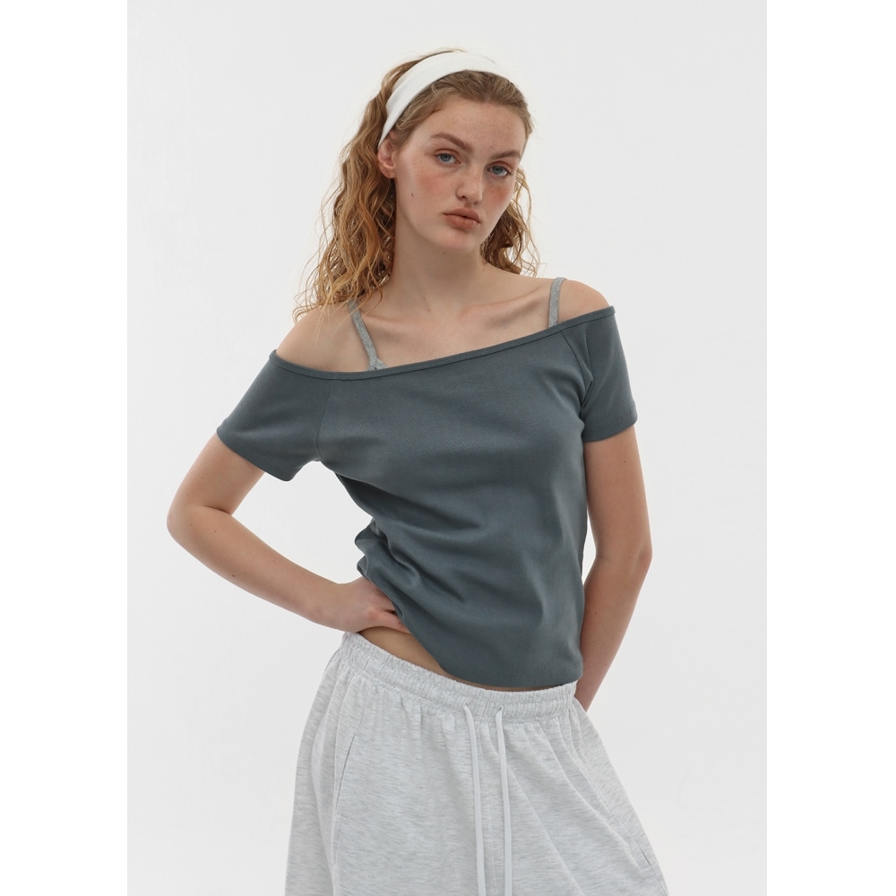 ブラックアップ [B-BASIC] スタンダードオフショルダー半袖Tシャツ (2サイズ)