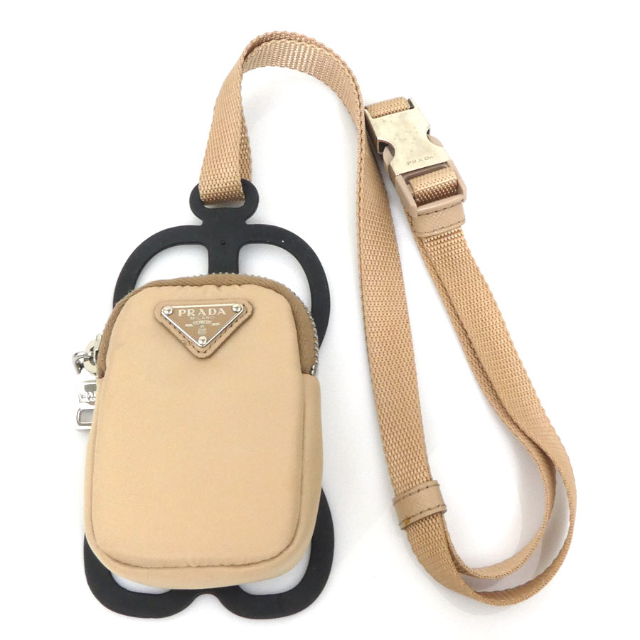 プラダ PRADA スマートフォンケース スマホホルダー ナイロン/シリコン ベージュ ユニセックス 1ZT016 h31462g
