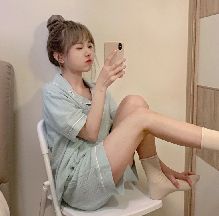 ルームウェア ショート丈 袖あり 半袖 5分袖 襟付き 前開き ウエストゴム 薄手 上下セット 2点セット ツーピース かわいい 大人可愛い きれいめ シンプル カジュアル 大人 おしゃれ お洒落