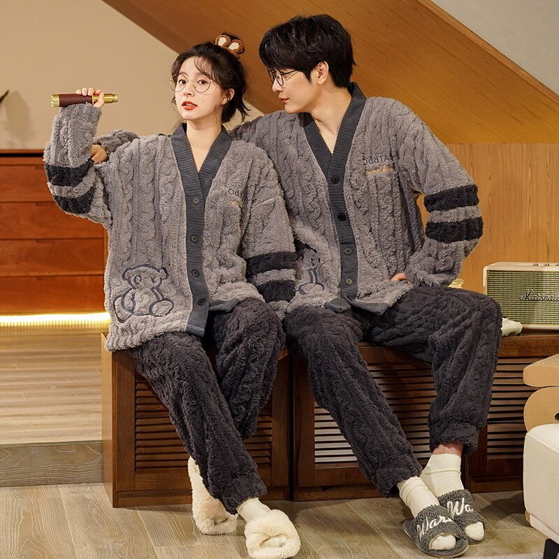 長袖 長ズボン ウェア 綿 メンズ 前開き 結婚祝い ペアパジャマ フランネル 部屋着 レディース おしゃれ お揃い ウェア カップル ペアルック
