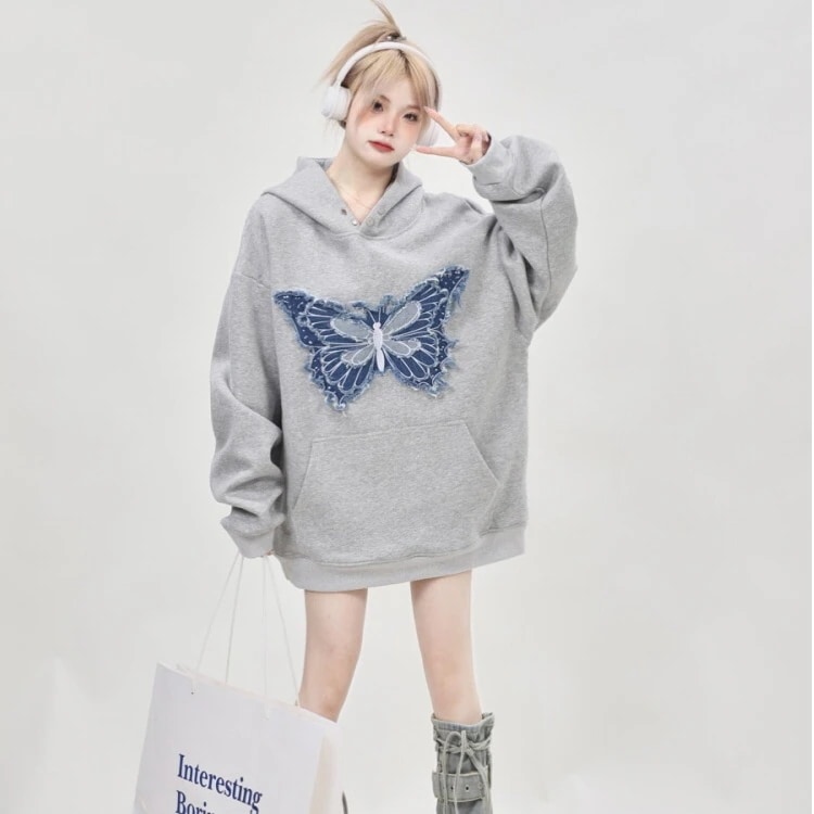 数量限定2026 秋冬 韓国っぽ刺繍プリントパーカー2type裹起毛 used感フード付きトップスロング羽織りショート丈フルルーズフーディールーズトレンド系レディースゆったりサイズ加工シルエットアメカ