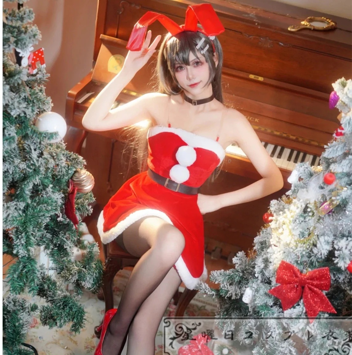[最安値挑戦] 青春ブタ野郎はバニーガール先輩の夢を見ない 桜島麻衣 セクシー クリスマス服 コスプレ衣装 コスチューム