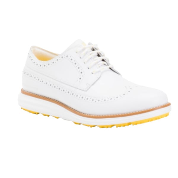 コールハーンZerogrand Mens Original Wing Tip Ox Golf Shoes Leather White C336683