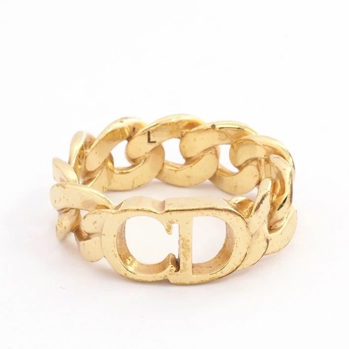 【美品】クリスチャン ディオール CDシグネチャー チェーン ロゴ 【指輪】