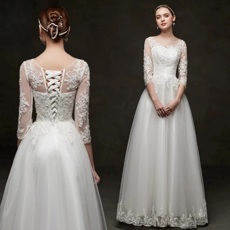 海外挙式ウェディングドレス レースドレス 結婚式 披露宴 刺繍ブライダル フォーマルプリンセスライン演奏会/お嫁さん/発表会/花嫁 編み上げ 撮影成人式 前撮り 7,377円