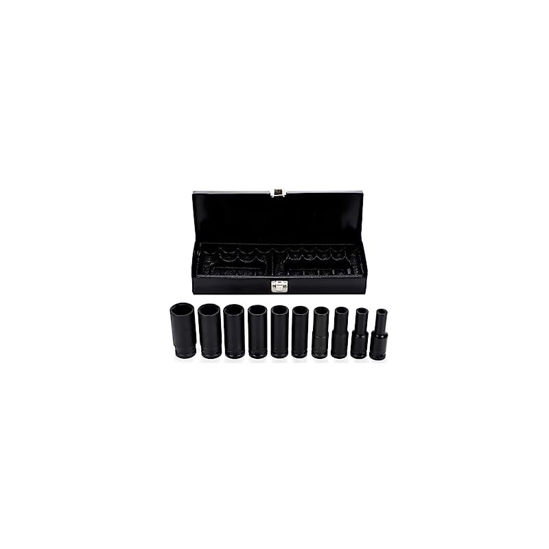 nanapapa ソケットレンチセット 1/2インチ 12.7mm インパクト 10本セット ディープソケット 8mm24mm 10pcs ラチェット 24mm 22mm 21mm 19mm 17m
