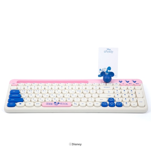 ディズニー ミッキーマウス マルチペアリング ワイヤレスBluetoothキーボード (静音タブレットスタンドフォトカードホルダー)