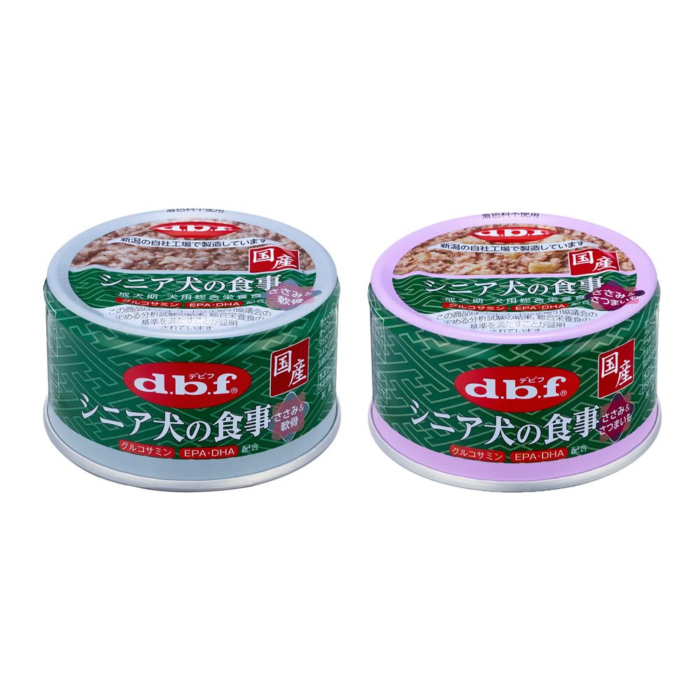 デビフ　シニア犬の食事　ささみ＆軟骨　８５ｇX２４＋ささみ＆さつまいも　８５ｇX２４　缶詰　犬　ウェットフード　ドッグフード　ＣＲＣ45―08―25―10―00