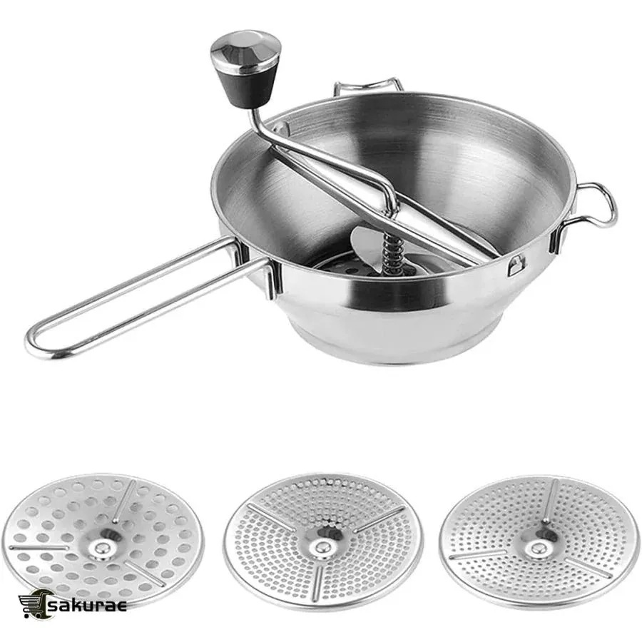 にが入荷手動 フードミル 裏ごし器 ステンレス ジュース 大容量 フィルター うらごし器 3種類替刃付き 裏ごし器 手保護 安全性 清潔簡単 美観 果物 野菜 ミンサー 野菜調