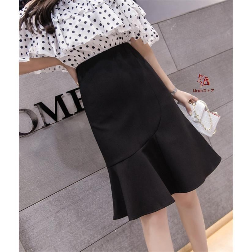 スカート レディース 膝丈 ひざ丈スカート　ロングスカート　ボトムス 膝丈 フィッシュテールスカート 無地 タイトスカート Aライン ハイウエスト
