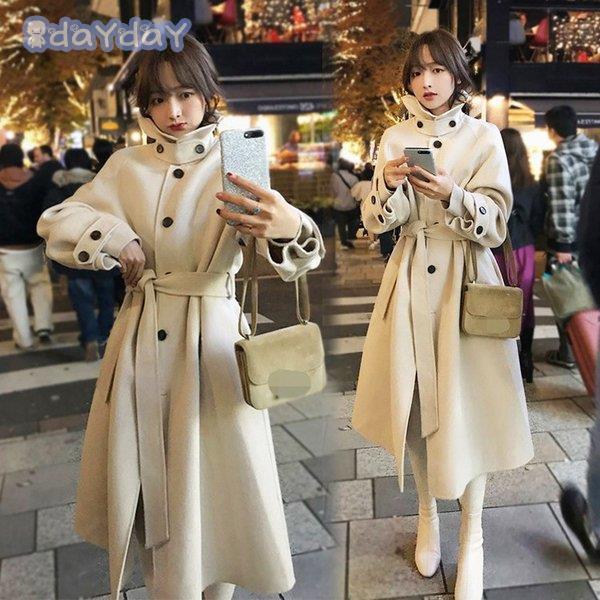 レディース ステンカラートレンチコート らしゃ ウール スプリングコート トレンチコート ダブル ロング丈 コート 通勤 アウター ロング丈レディース