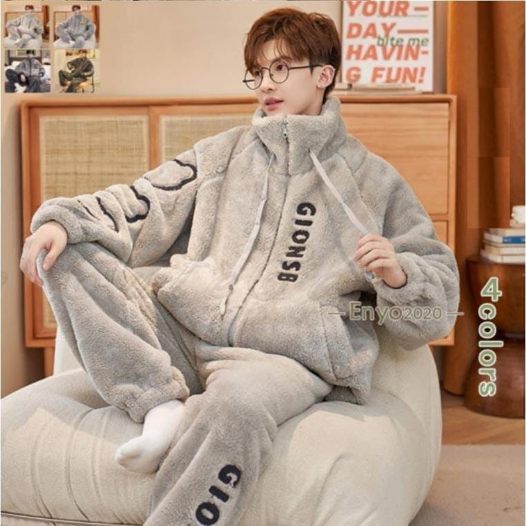 【新作特別セール】【11月の大上新】パジャマ メンズ 長袖 長ズボン 暖かい 防寒 保温 防風 前開き 冬 上下セット 無地 シンプル 紳士 男性 ふわふわ 部屋着 ルームウェア