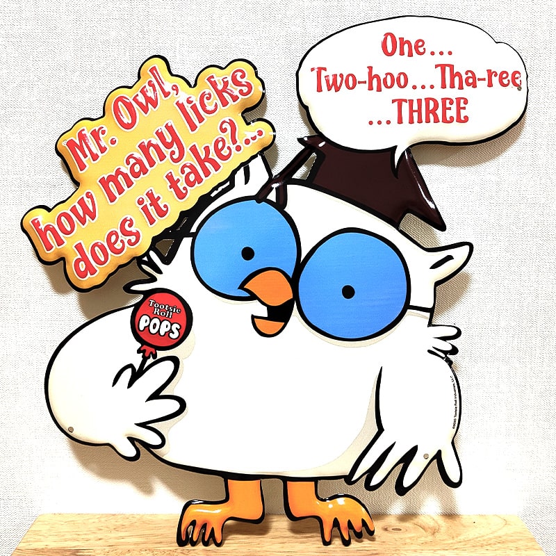 ブリキ看板 エンボスメタルサイン Tootsie Mr. Owl アメリカン キャラクター エンボス加工 トッツイーポップス おしゃれ お菓子 プレート ふくろう 壁飾り 雑貨 レトロ アンティーク 6,900円