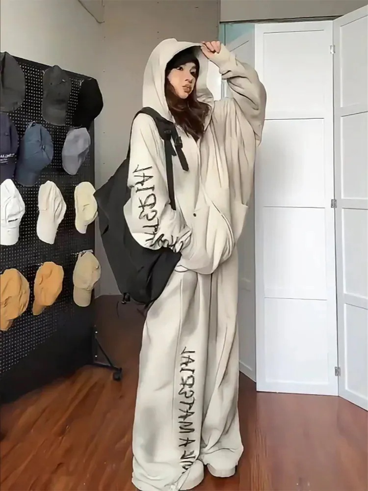 25 韓国 かわいい レディース 無地 フード付き長袖アウターレトロセット黑白フーディーブルサイズ丈トップスカジュアルスポーツファッション系通学学生袖お出かけアップシルエットトラック羽織り