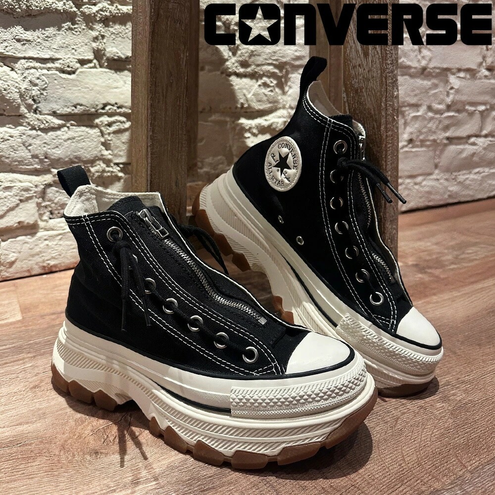 コンバース CONVERSE オールスタートレックウェーブ センタージップ HI レディース ハイカットスニーカー 厚底 軽量 ブラック 黒【31317001】