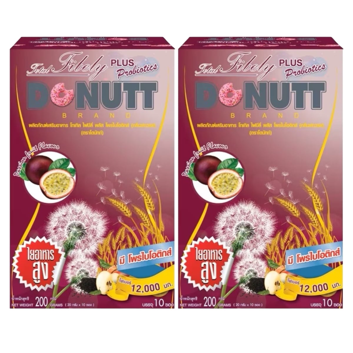 DONUTT FIBELY MIX Probiotics Plus Passion fruit Fiber 10 Sachets 2-Packs