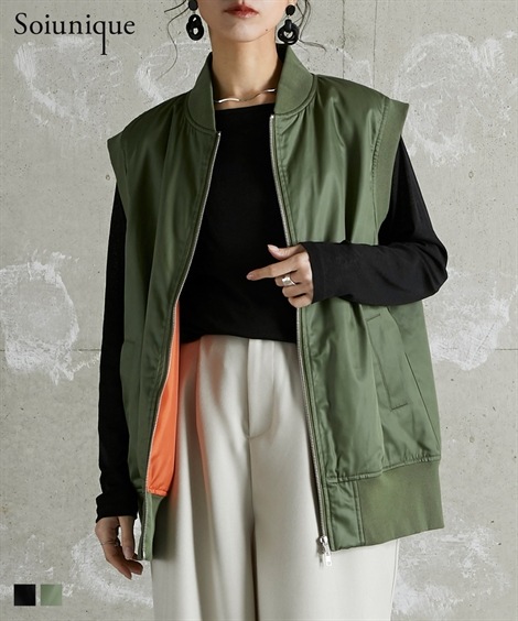 ジャンパー・ブルゾン MA-1風デザインベストジャンパー ［Soiunique］