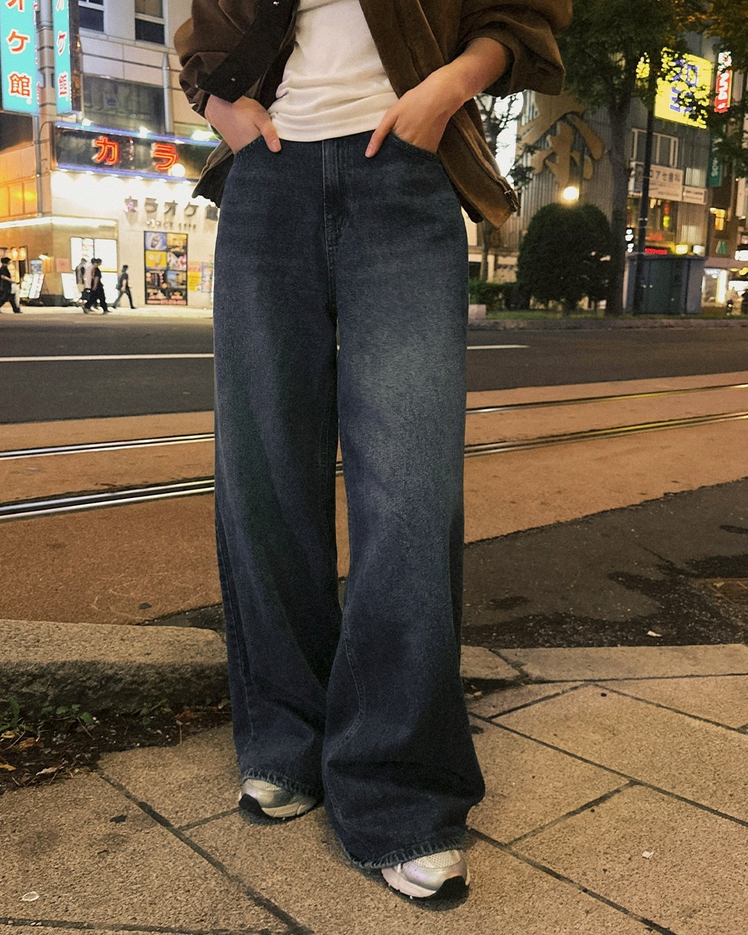 ケンルワイドデニムパンツ韓国ファッション レディース