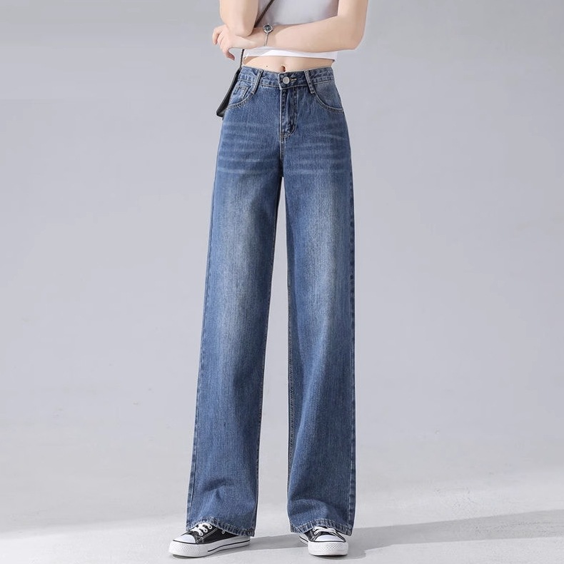 ボトムス パンツ Gパン ジーンズ ズボン ワイドパンツ ワイド ストレート ファスナー ポケット デニム ブルーデニム ハイウエスト シンプル カジュアル かっこいい ラフ ボーイッシュ 無地 春