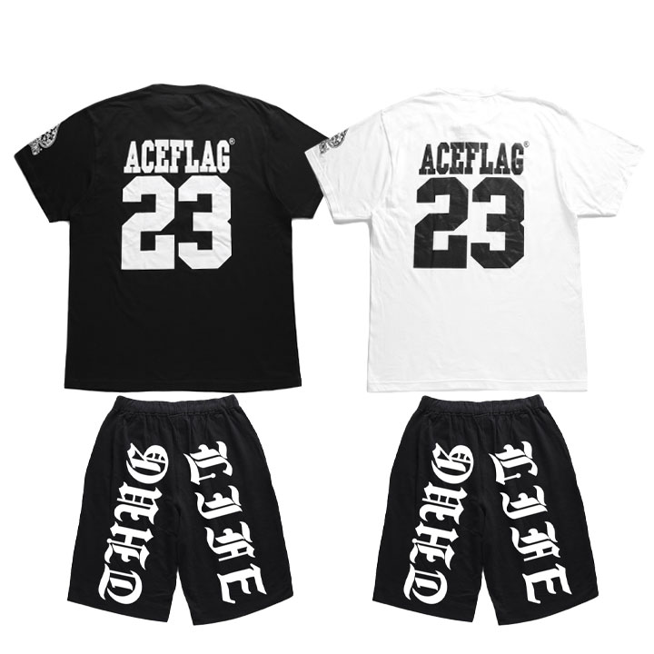 ACE FLAG 上下セット 半袖 ブランド Tシャツ ハーフパンツ メンズ 春夏用 全2色 大きいサイズ エースフラッグ セットアップ スペード ペイズリー柄