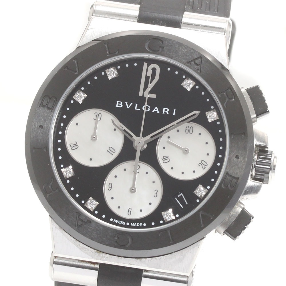 ブルガリ BVLGARI DG37SCCH ディアゴノ クロノグラフ 8Pダイヤ 自動巻き ボーイズ 箱・保証書付き_875853【中古】