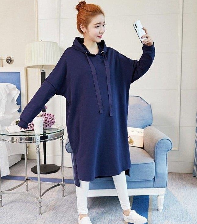 新作入荷 マタニティ ワンピース 秋冬 ロング スリット 長袖 ドルマンスリーブ ゆったり 大きいサイズ レデ マタニティスカート Color ネイビー Www Pulse Orange Cm