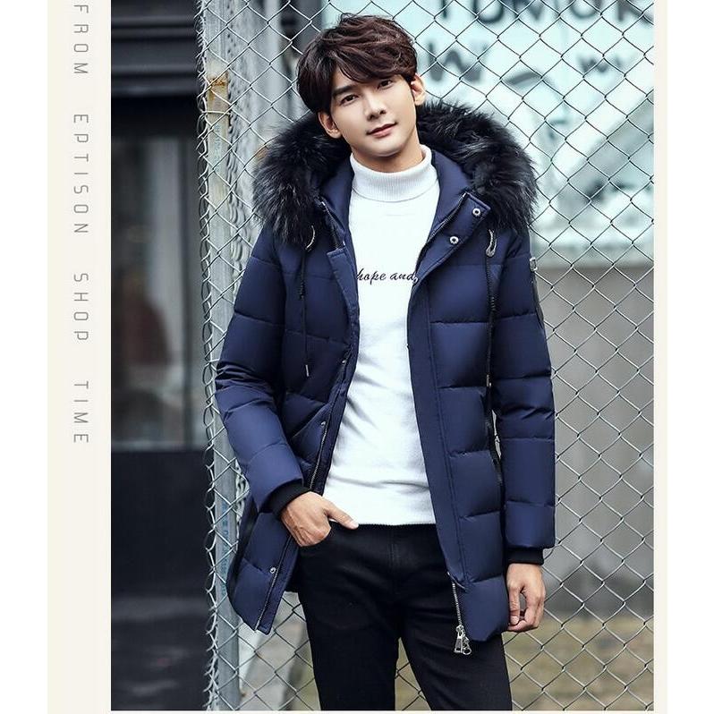 高品質 ダウンコート ダウンジャケット アウター 暖かい ロング丈コート メンズ 無地 防寒 厚手 秋冬 お洒落 冬服 フード付き/大きいサイズM3ＸＬ