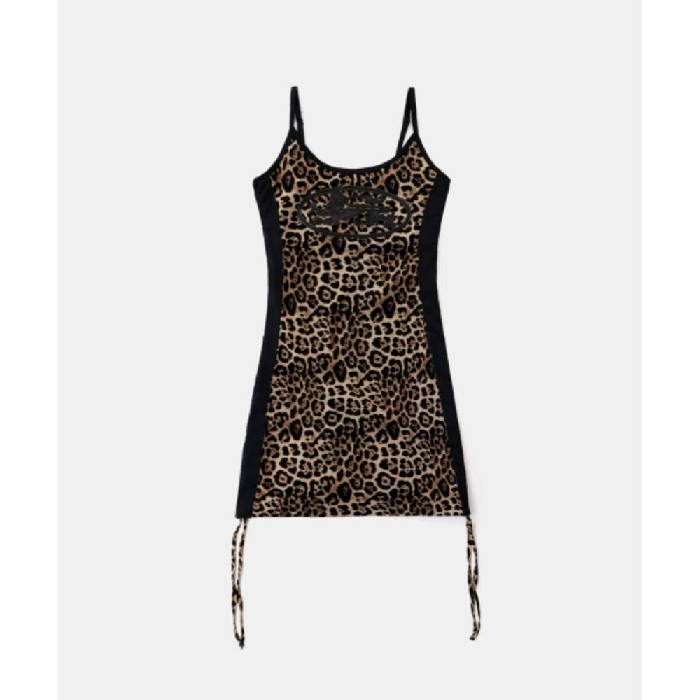 BADBLOOD AQUA Mystic String Mini Dress Brown Leopard w-d