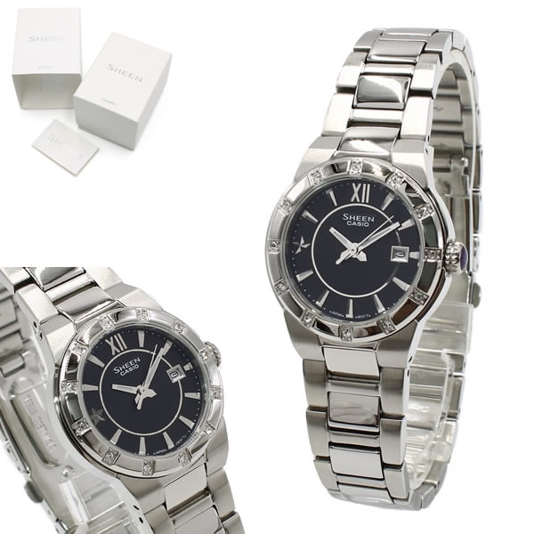 腕時計 SHE-4500D-1AEF SHEEN シーン 腕時計 ブラック シルバー ウォッチ レディース