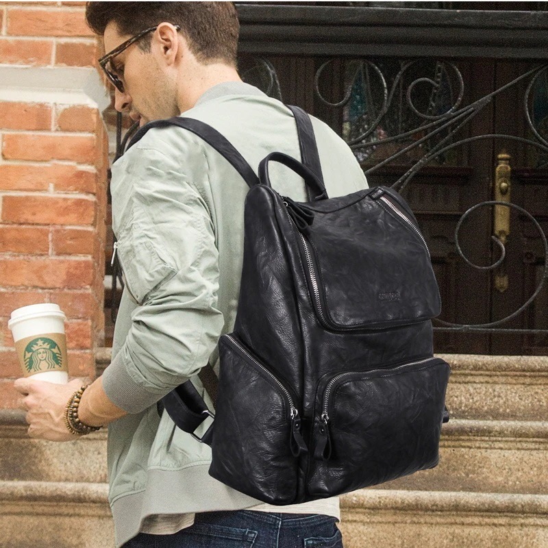 即納韓国ファッション 本革 メンズ リュック 大容量 通勤 パソコンバッグ 旅行 収納 通勤 バッグ