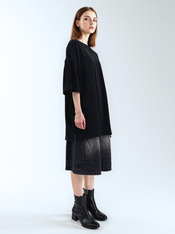 ウエストバンドカーゴデニムパンツ ブラック