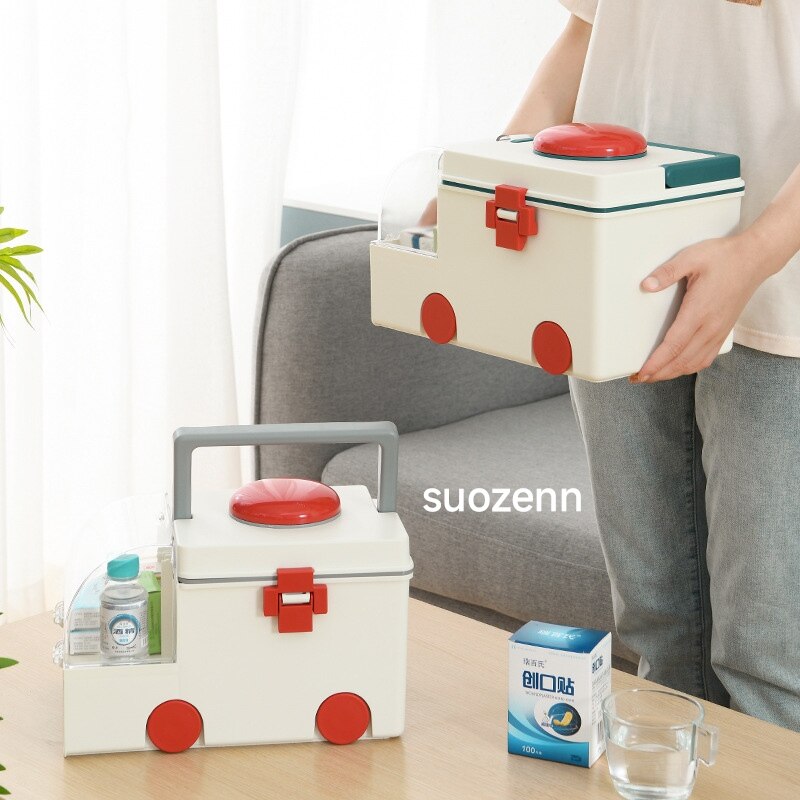 【団体購入価格（10個）】家庭用薬箱携帯収納ケース大容量収納箱救急車造形薬箱淞泰工場薬箱