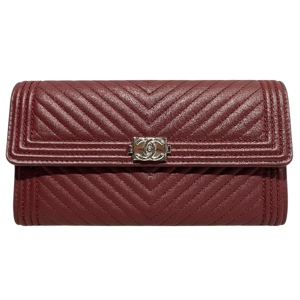 シャネル ボーイ ロングフラップウォレット A80286 長財布 レディース 【中古】