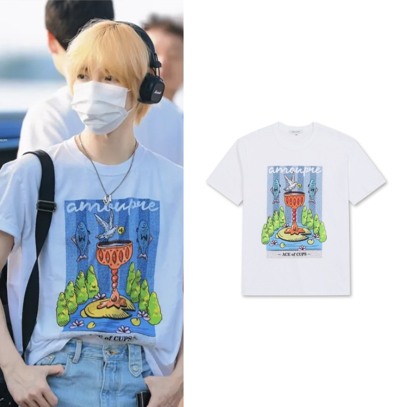 【TXTボムギュ着用】AMOUPRE　Tarot Ace Of Cups Tshirt (White)オーバーサイズTシャツ