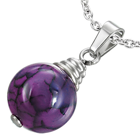 パープルボールチャームペンダントトップ 首飾り アクセサリー 宝石 電球 ユニーク サージカルステンレス316L ネックレス パーツ 男性 女性 プレゼント アメジスト風 stt00-00-0236